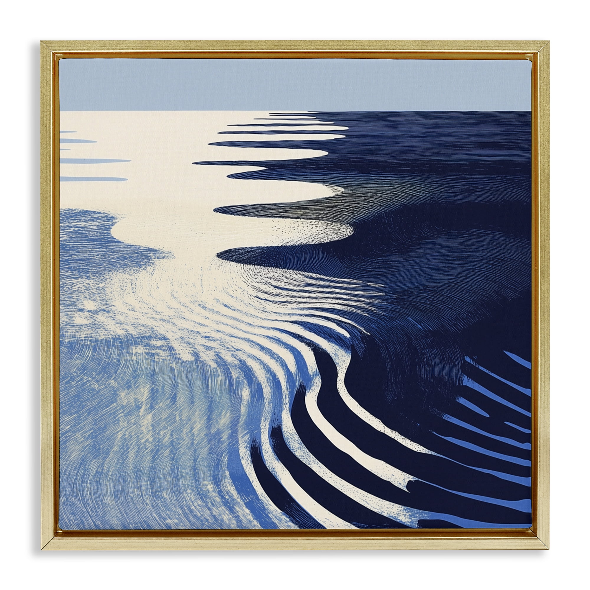 Stupell Industries Abstract Cobalt Ripples Gold Framed Floater Canvas Wall Art, design by Walker Noble