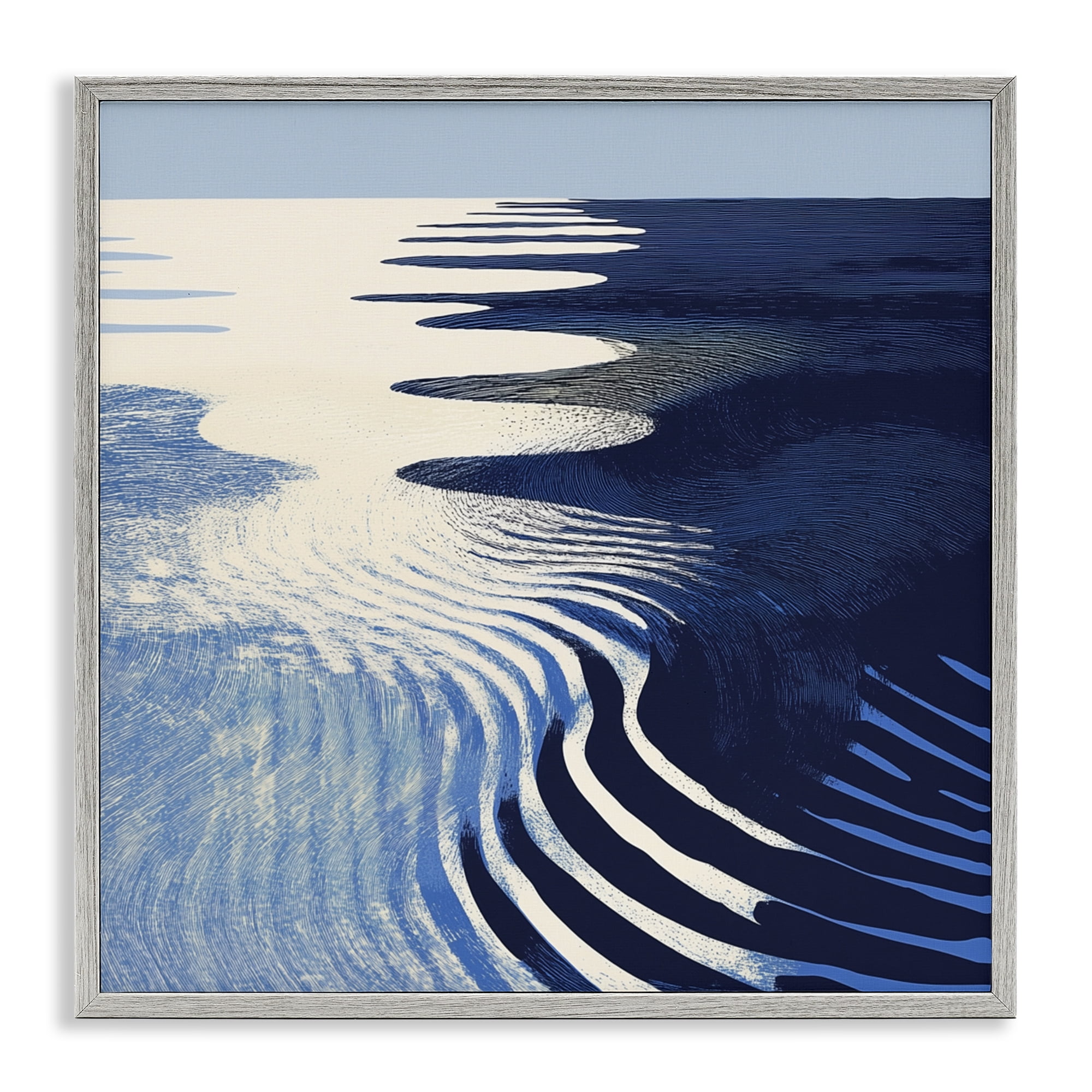 Stupell Industries Abstract Cobalt Ripples Gray Framed Giclee Art, design by Walker Noble