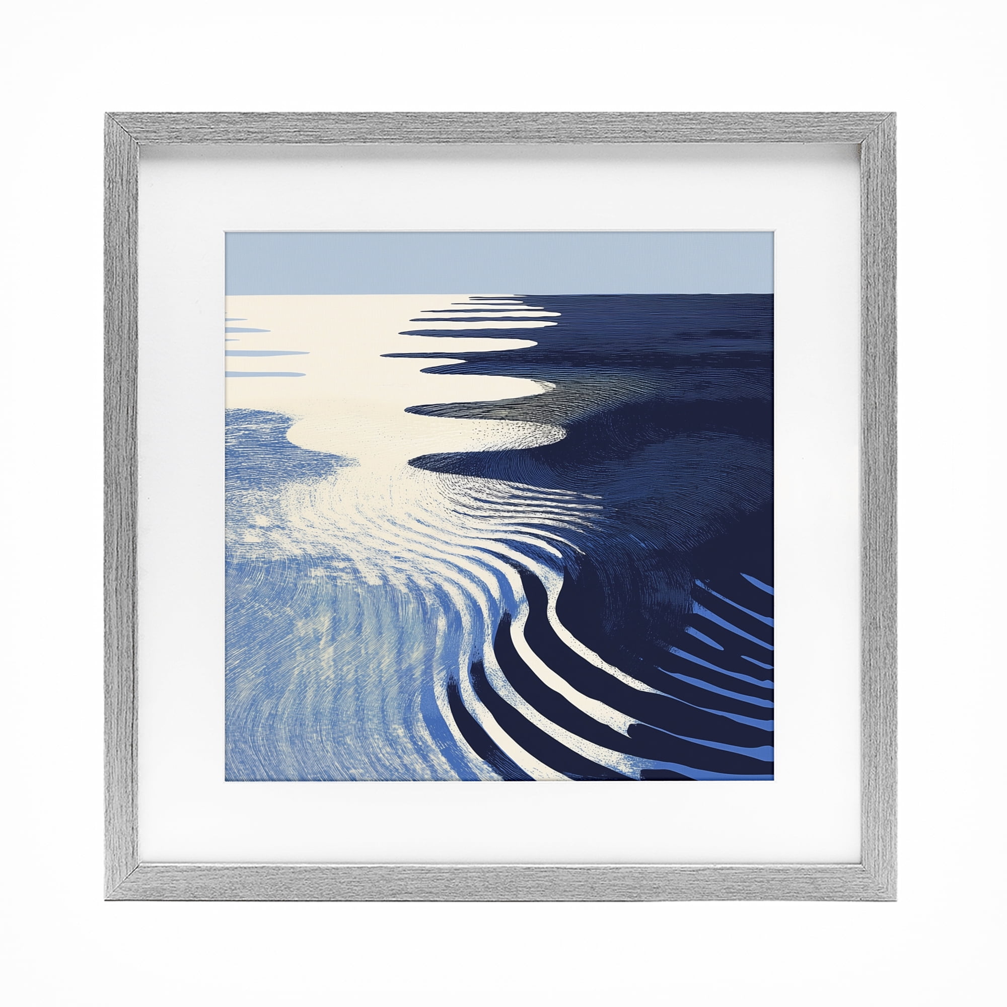 Stupell Industries Abstract Cobalt Ripples Gray Framed Print Under Glass, design by Walker Noble