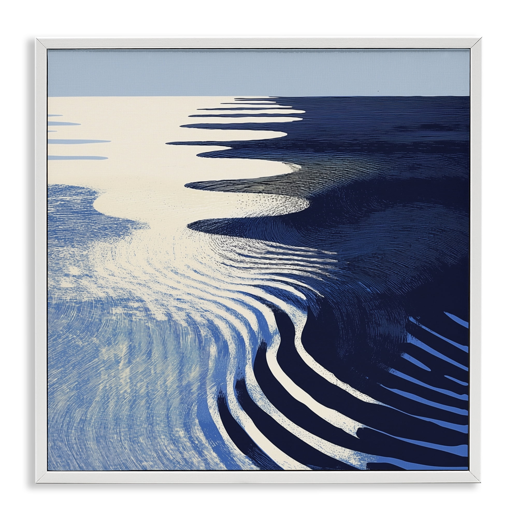 Stupell Industries Abstract Cobalt Ripples White Framed Giclee Art, design by Walker Noble