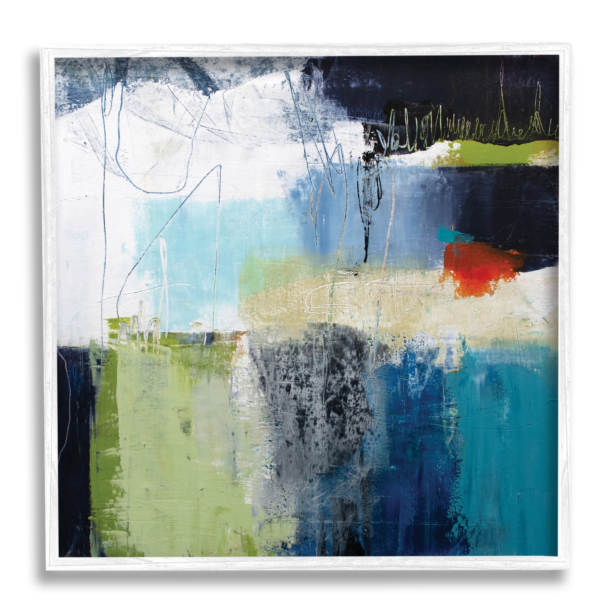 Stupell Industries Abstract Collage of Chaotic Shapes Blue Green, 24 x 24, Designed by Pamela K. Beer