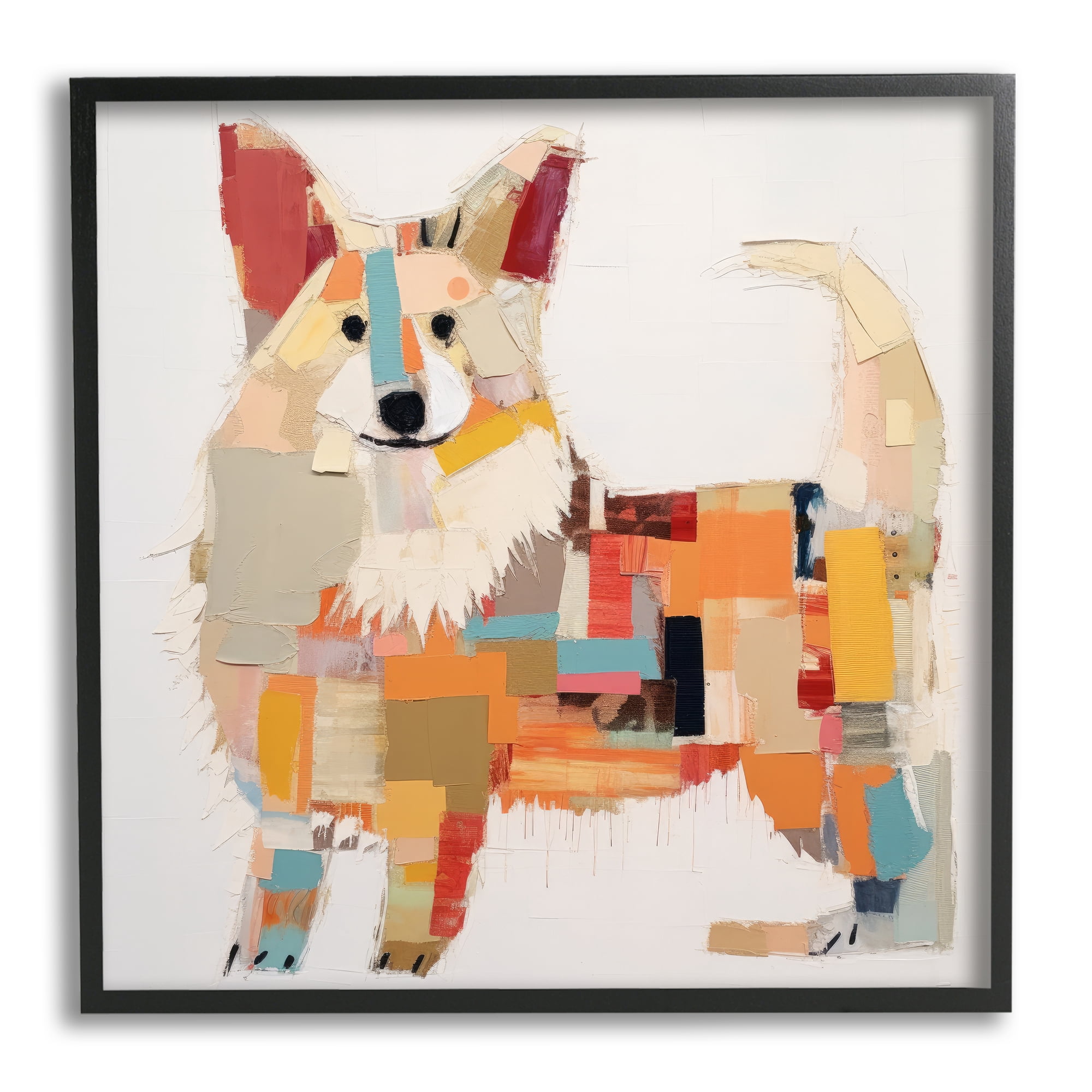 Stupell Industries Abstract Collie Dog Animals & Insects Painting Black Framed Art Print Wall Art, 12 x 12
