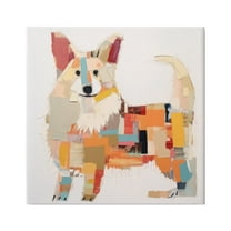 Stupell Industries Abstract Collie Dog Animals & Insects Painting Gallery Wrapped Canvas Art Print Wall Art, 17 x 17