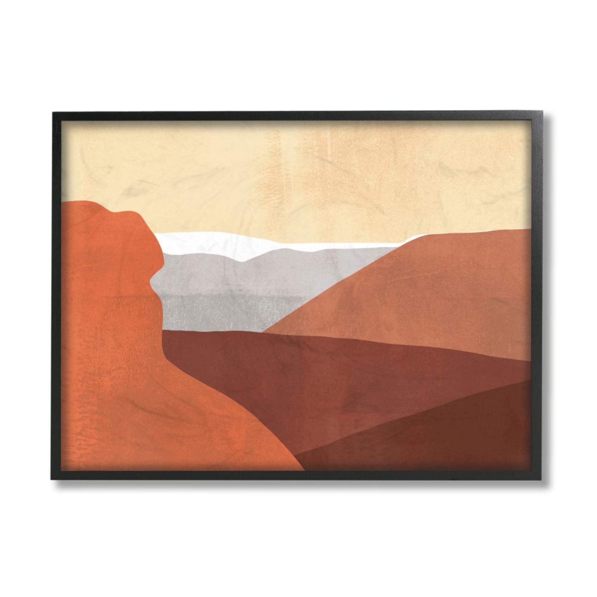Stupell Industries Abstract Color Block Brown Canyon Landscape Design by Victoria Borges, 24" x 30", Black Framed