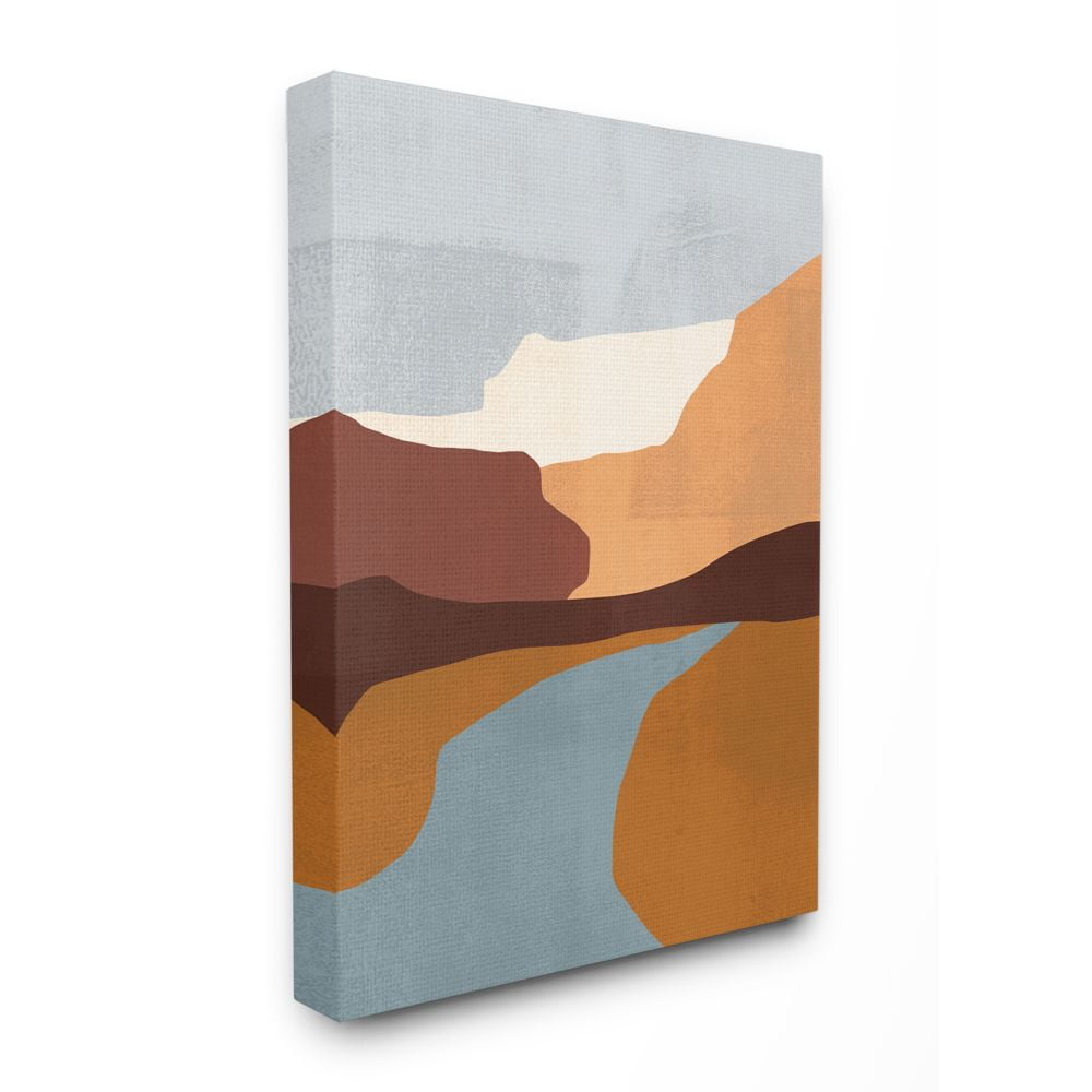 Stupell Industries Abstract Color Block Landscape Blue Brown Design Canvas Wall Art Design by Victoria Borges