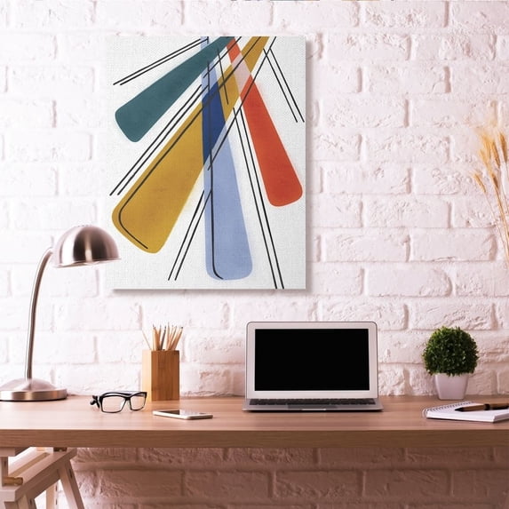 Stupell Industries Abstract Color Rays Yellow Blue Red Design Canvas Wall Art by Daphne Polselli