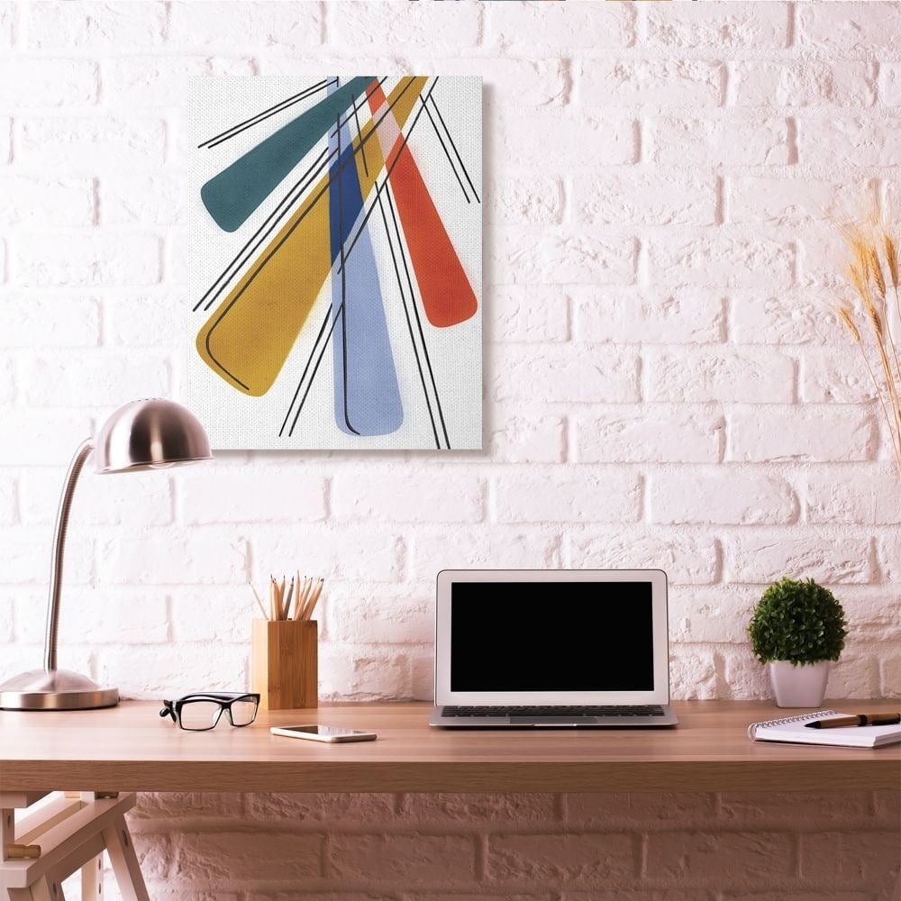 Stupell Industries Abstract Color Rays Yellow Blue Red Design Canvas Wall Art by Daphne Polselli