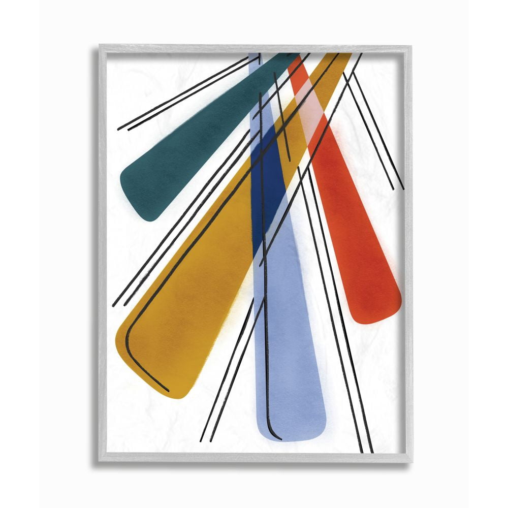 Stupell Industries Abstract Color Rays Yellow Blue Red Design Framed Wall Art by Daphne Polselli
