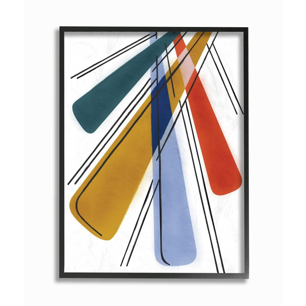 Stupell Industries Abstract Color Rays Yellow Blue Red Design Framed Wall Art by Daphne Polselli