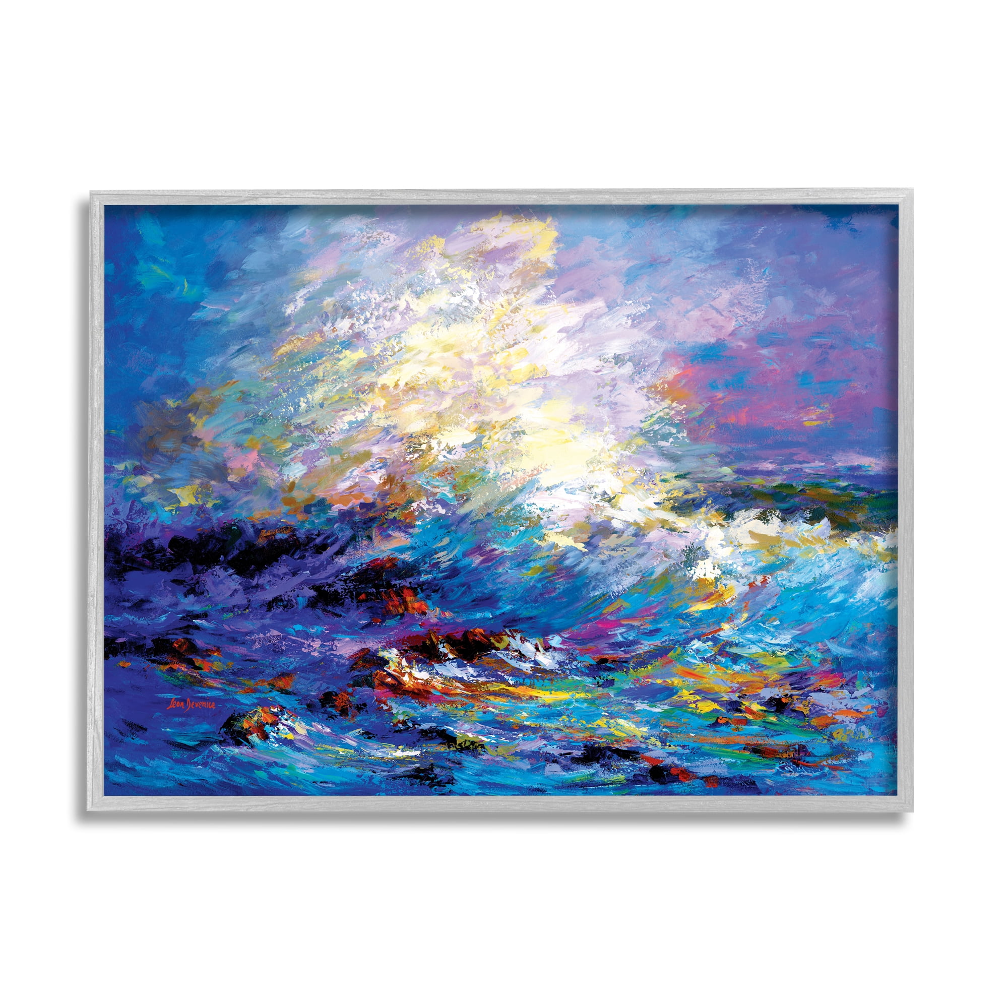 Stupell Industries Abstract Colorful Ocean Waves Landscape Painting ...