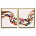 thumbnail image 1 of Stupell Industries Abstract Colorful Wave Abstract Painting Gold Floater Framed Canvas Art Print Wall Art, 31 x 25, Set of 2, 1 of 10