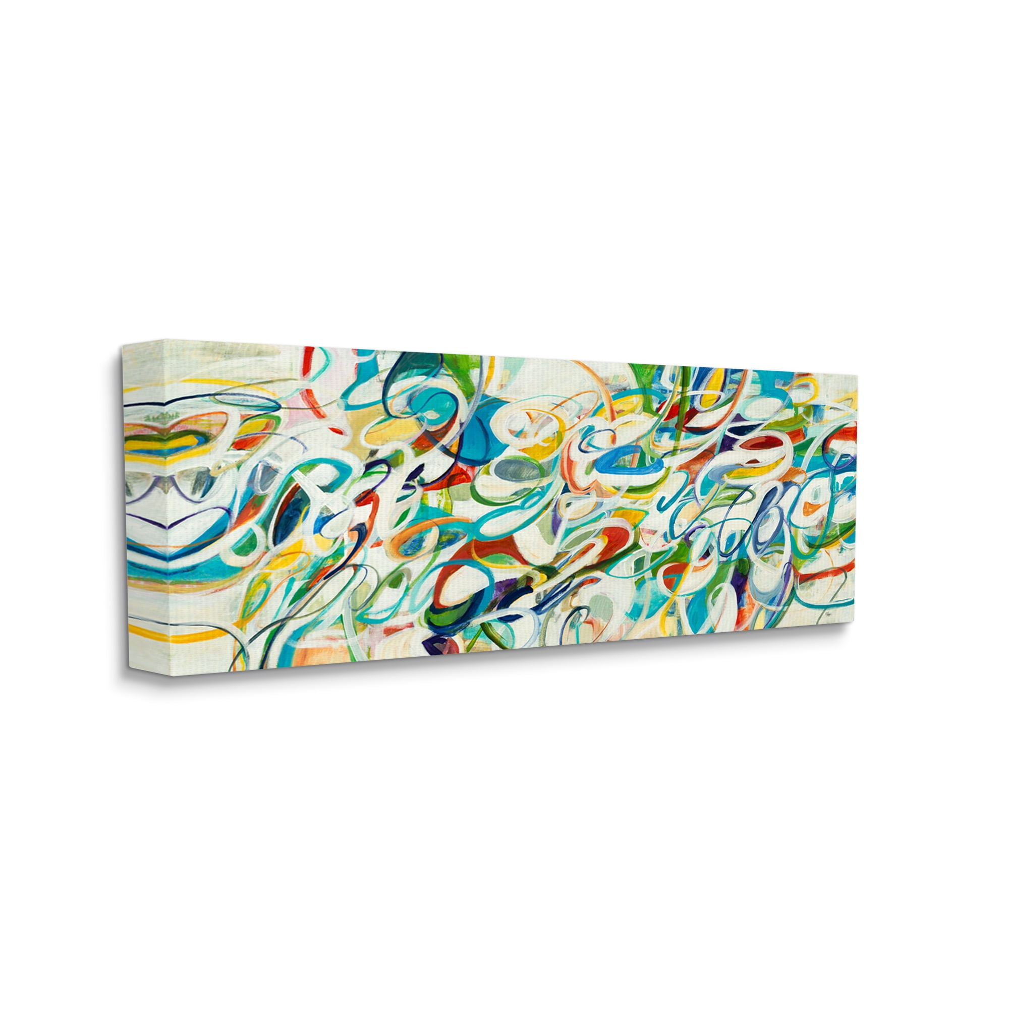 Stupell Industries Abstract Complexity Energetic Blue Green White Curved Lines, 17 x 40, Designed by Lisa Ridgers