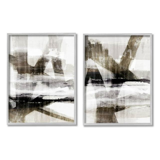 Stupell Industries Abstract Composition Urban Complex Graphic Art Gray Framed Art Print Wall Art, Set of 2, Design by Nina Blue