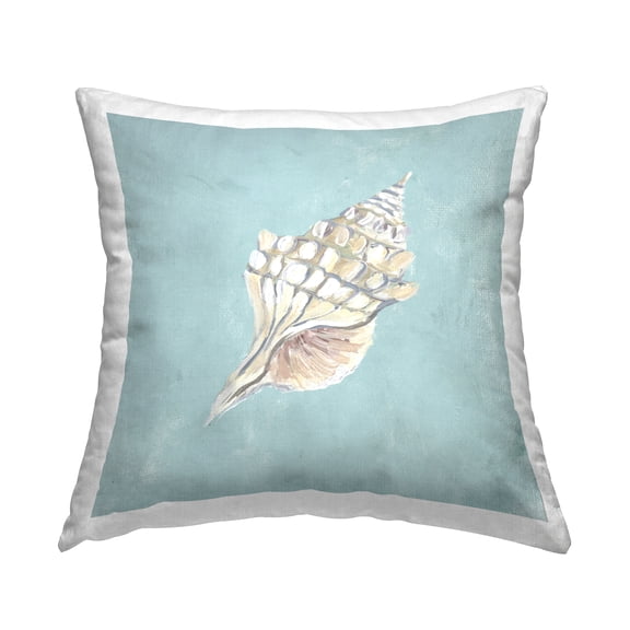 Stupell Industries Abstract Conch on Blue Decorative Printed Throw Pillow, 18 x 18