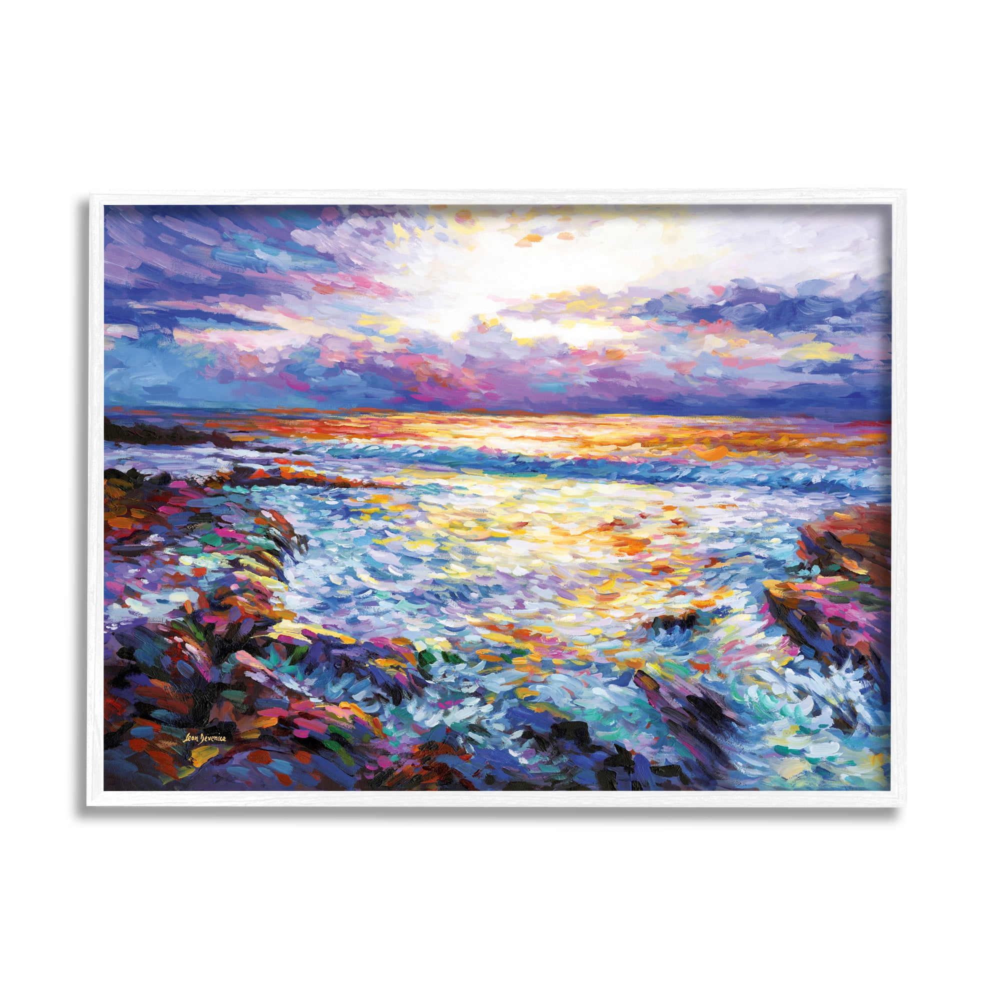 Stupell Industries Abstract Contemplation by the Sea Nature Painting White Framed Art Print Wall Art, 14 x 11