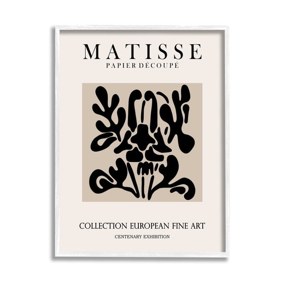 Stupell Industries Abstract Contemporary Black Floral Design Matisse Typography Framed Wall Art, 11 x 14, Design by Ros Ruseva
