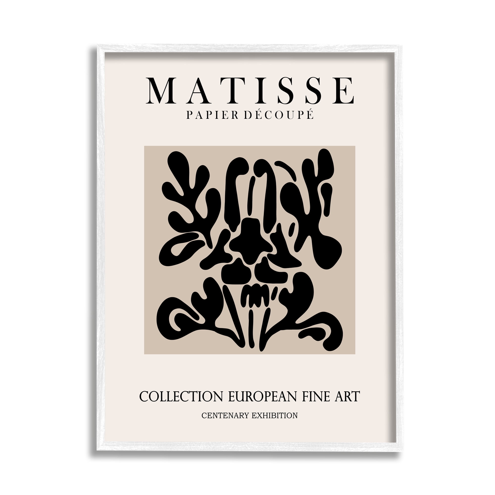 Stupell Industries Abstract Contemporary Black Floral Design Matisse Typography Framed Wall Art, 16 x 20, Design by Ros Ruseva