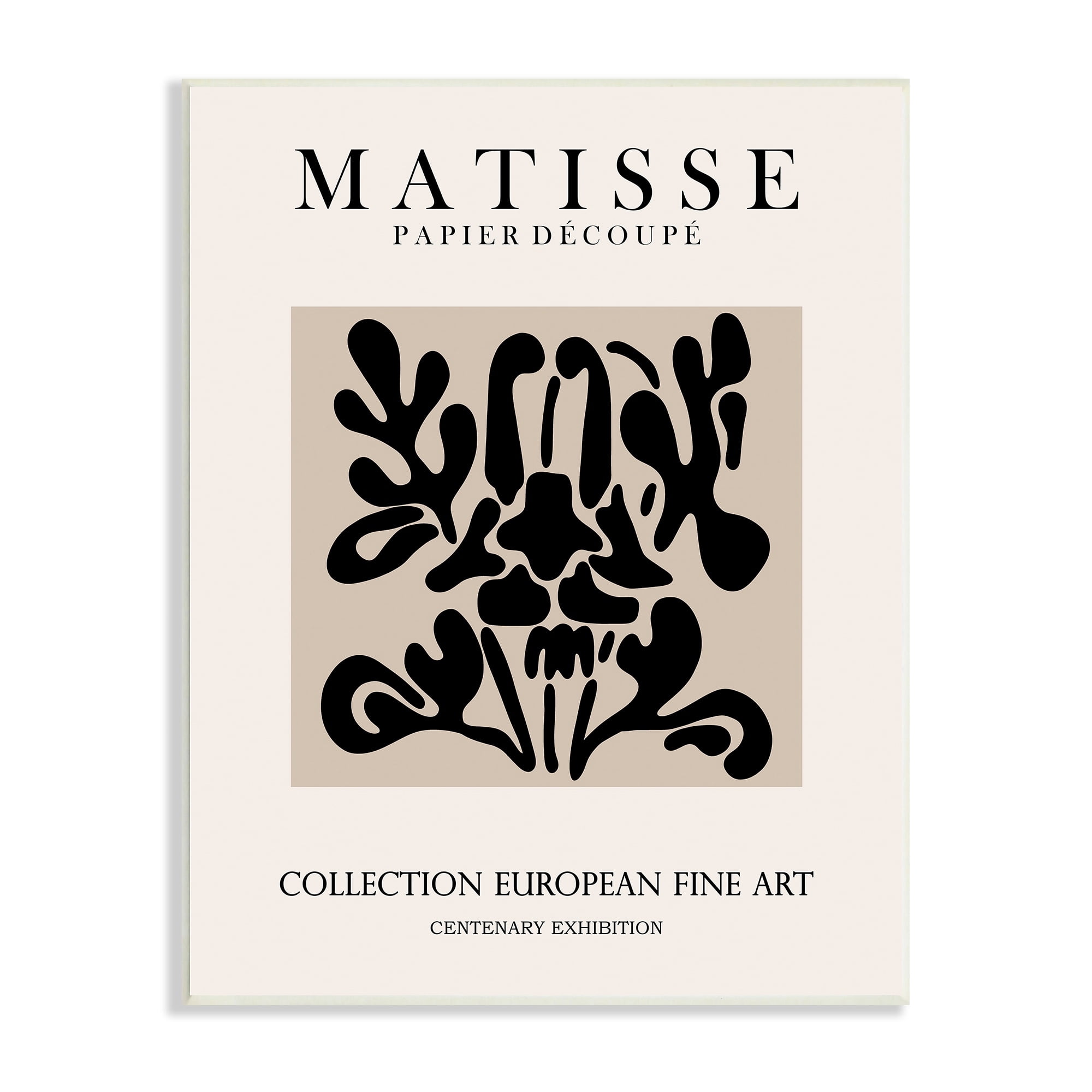 Stupell Industries Abstract Contemporary Black Floral Design Matisse Typography Wood Wall Art, 13 x 19, Design by Ros Ruseva