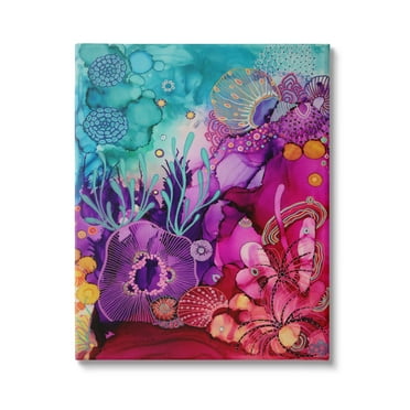 Stupell Industries Abstract Coral Pattern Abstract Painting Gallery Wrapped Canvas Art Print Wall Art, 16 x 20