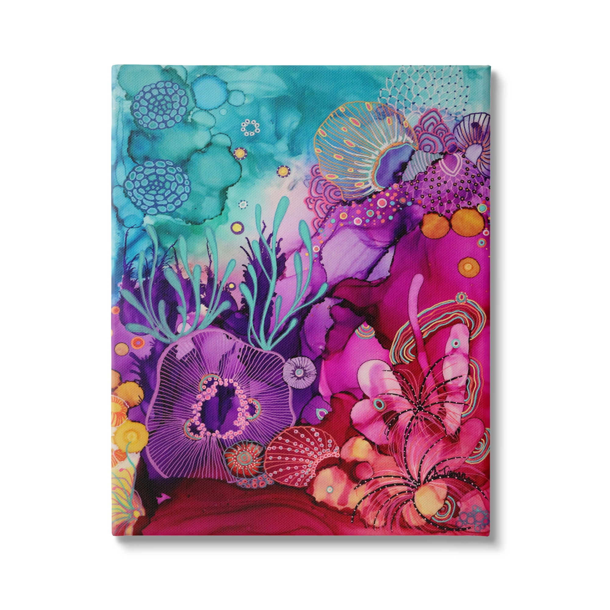 Stupell Industries Abstract Coral Pattern Abstract Painting Gallery Wrapped Canvas Art Print Wall Art, 24 x 30