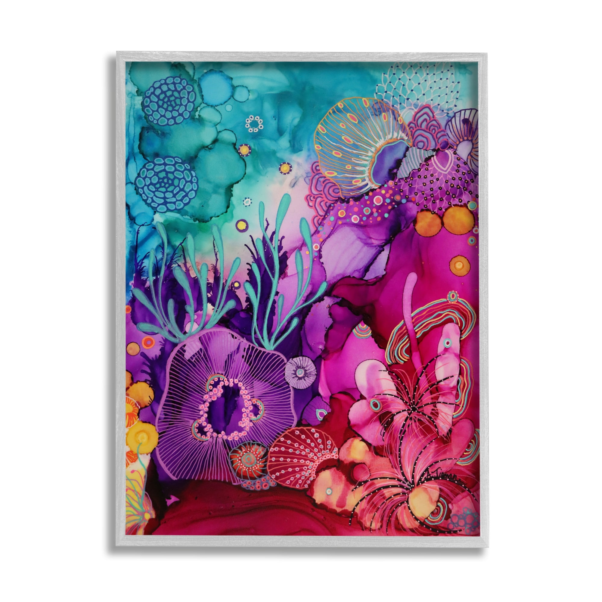 Abstract Coral Pattern by Amy Tieman Stupell Industries Format: Gray Framed, Size: 20\, image size:2000x2000