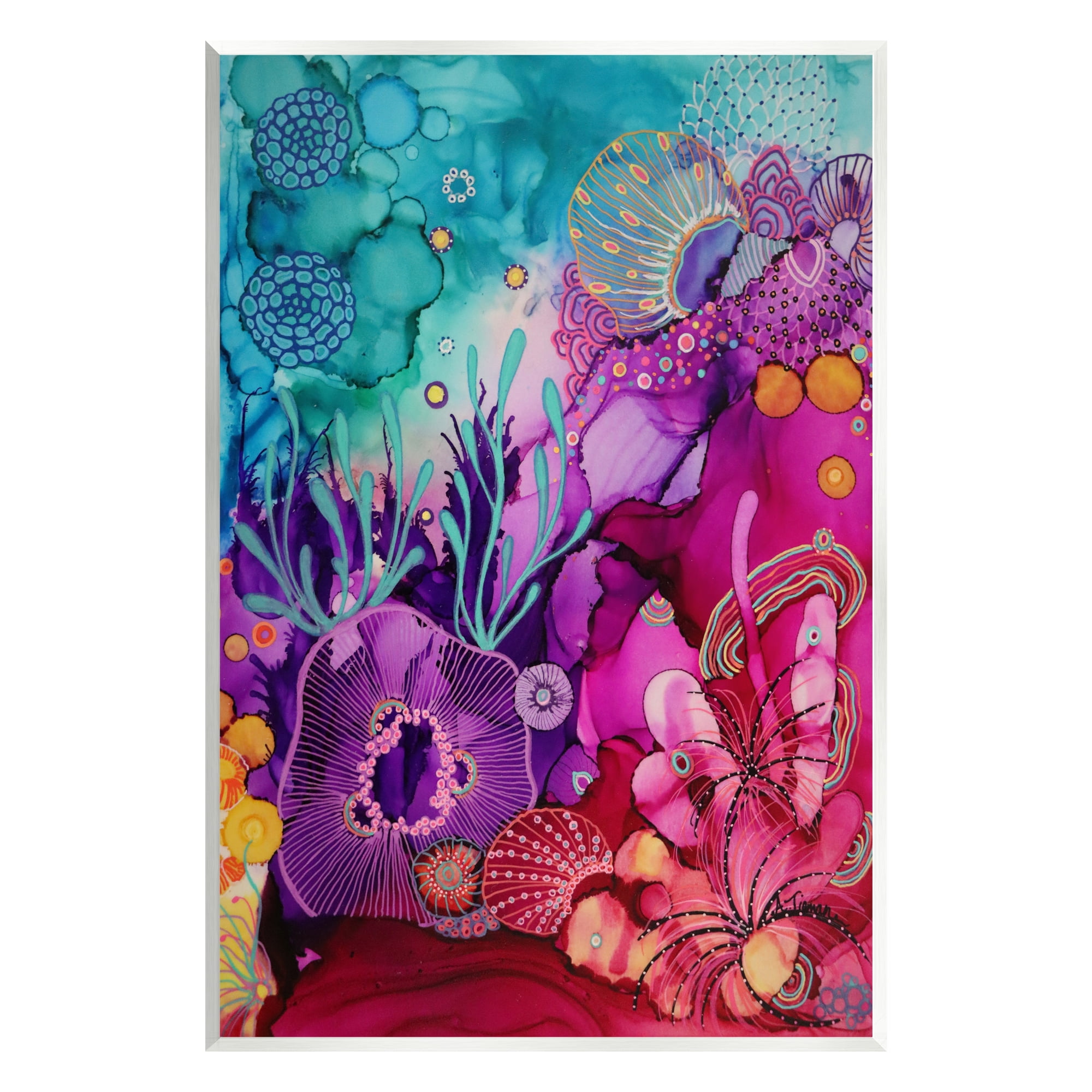 Stupell Industries Abstract Coral Pattern Abstract Painting Unframed Art Print Wall Art, 13 x 19
