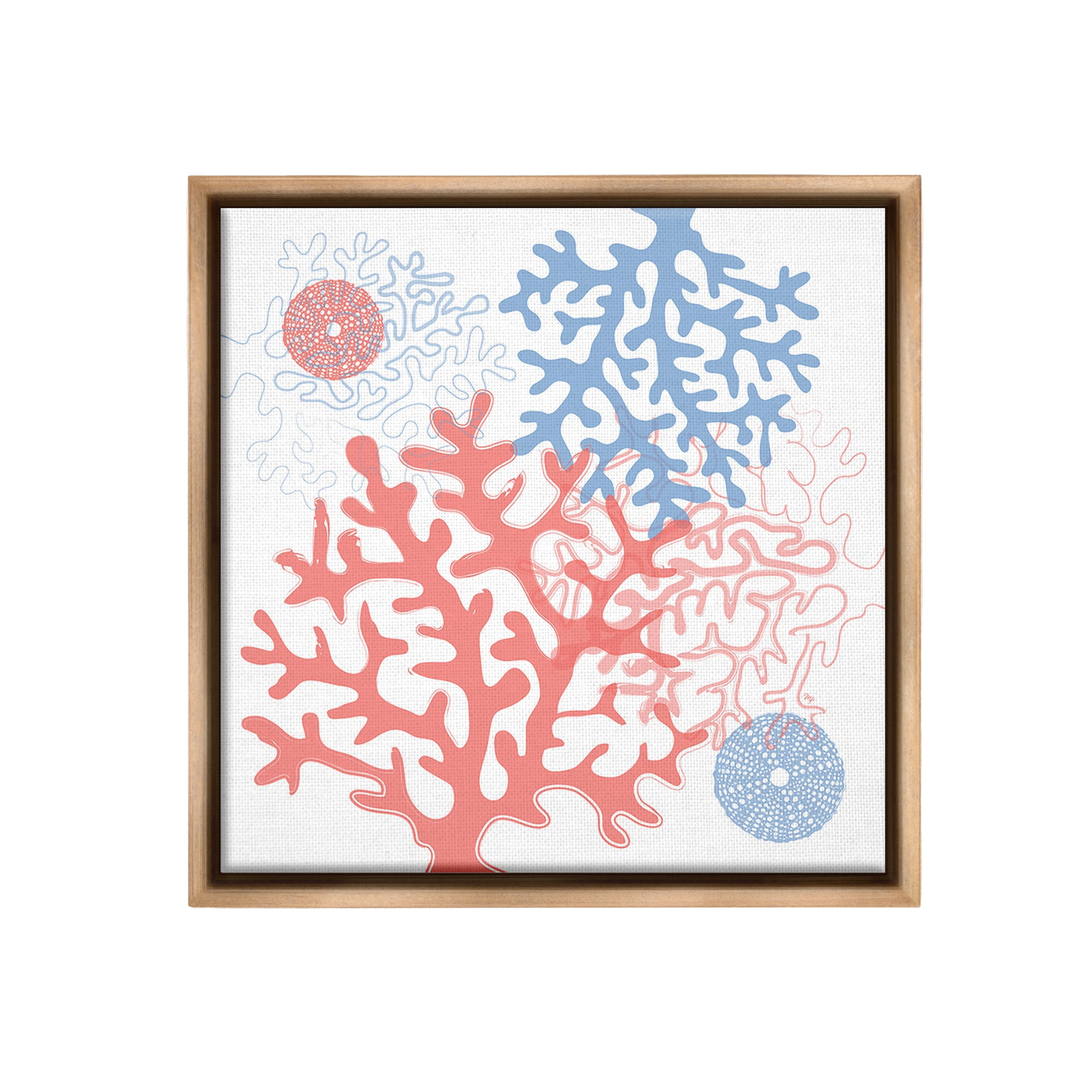 Stupell Industries Abstract Coral & Urchins Abstract Painting Brown Floater Framed Canvas Art Print Wall Art, 18 x 18