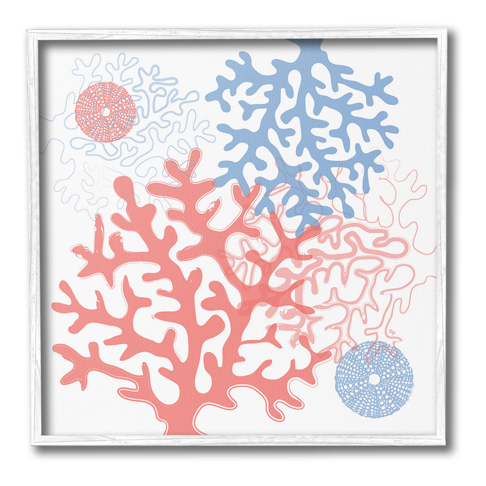 Stupell Industries Abstract Coral & Urchins Abstract Painting White Framed Art Print Wall Art, 12 x 12