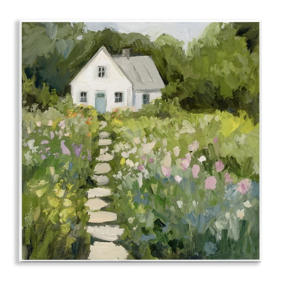 Stupell Industries Abstract Cottage on Hill Cottage Painting Unframed Art Print Wall Art, 12 x 12