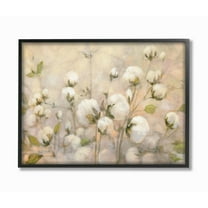 Stupell Industries Abstract Cotton Field Floral Country Beige Green Painting Framed Wall Art Design by Julia Purinton, 16" x 20", Black Framed