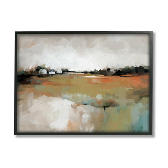 Stupell Industries Abstract Country Barns Landscape Landscape Painting Black Framed Art Print Wall Art, 14 x 11