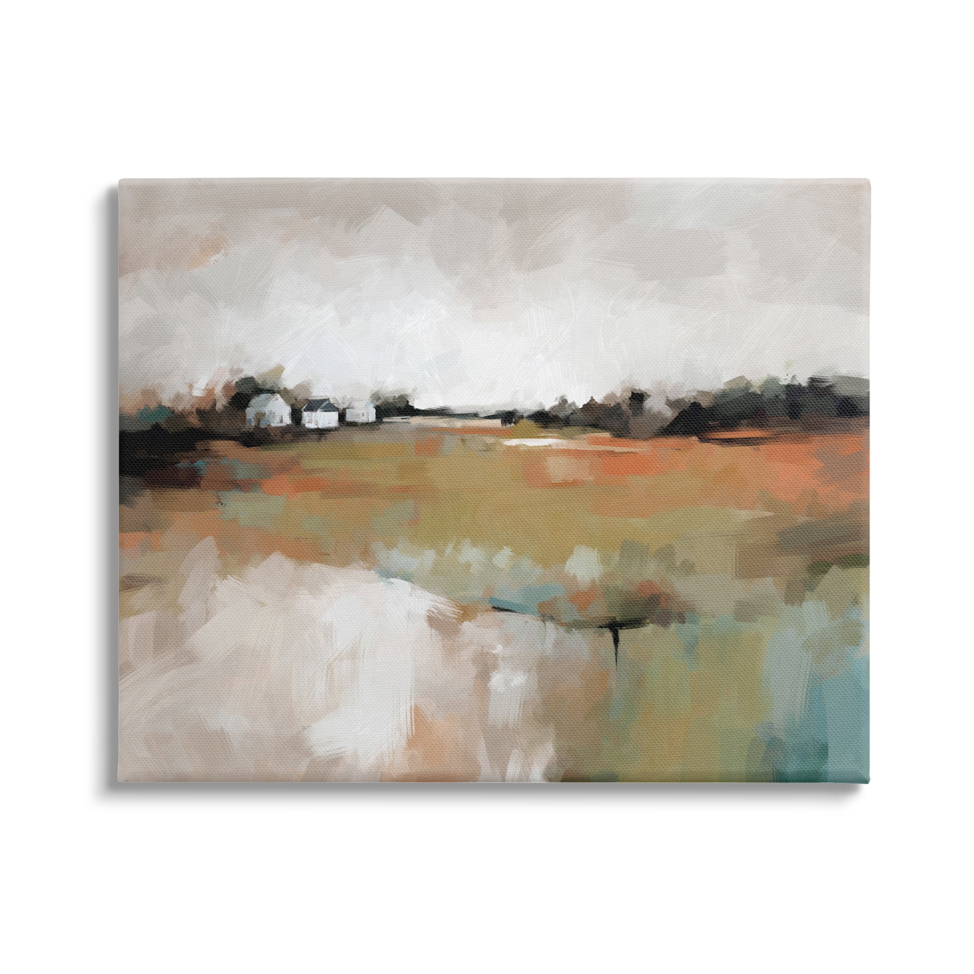 Stupell Industries Abstract Country Barns Landscape Landscape Painting Gallery Wrapped Canvas Art Print Wall Art, 30 x 24