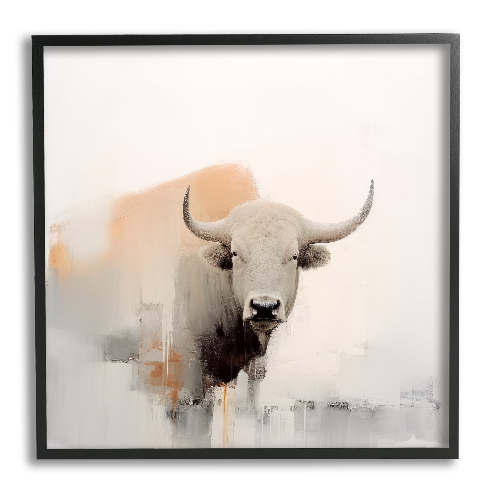 Stupell Industries Abstract Country Cattle Animals & Insects Painting Black Framed Art Print Wall Art, 17 x 17