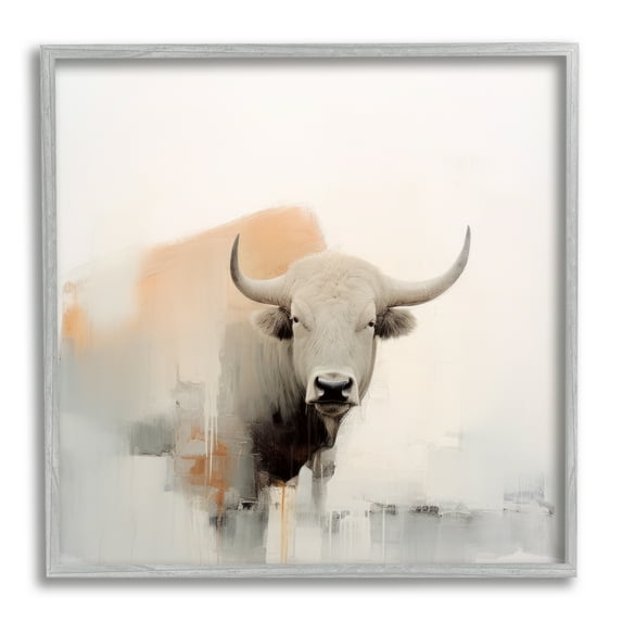 Stupell Industries Abstract Country Cattle Animals & Insects Painting Gray Framed Art Print Wall Art, 24 x 24
