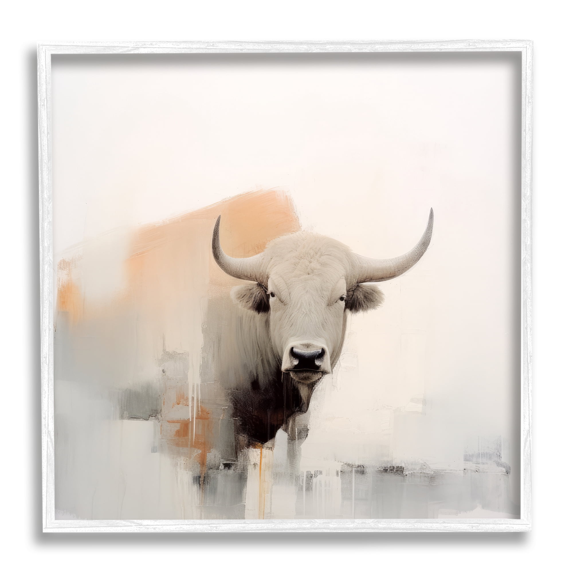 Stupell Industries Abstract Country Cattle Animals & Insects Painting White Framed Art Print Wall Art, 17 x 17