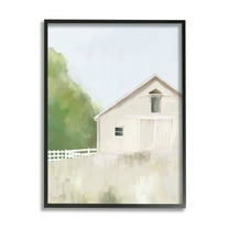 Stupell Industries Abstract Country Field Fenced Farmland Barn Painting Black Framed Art Print Wall Art, Design by Amy Hall