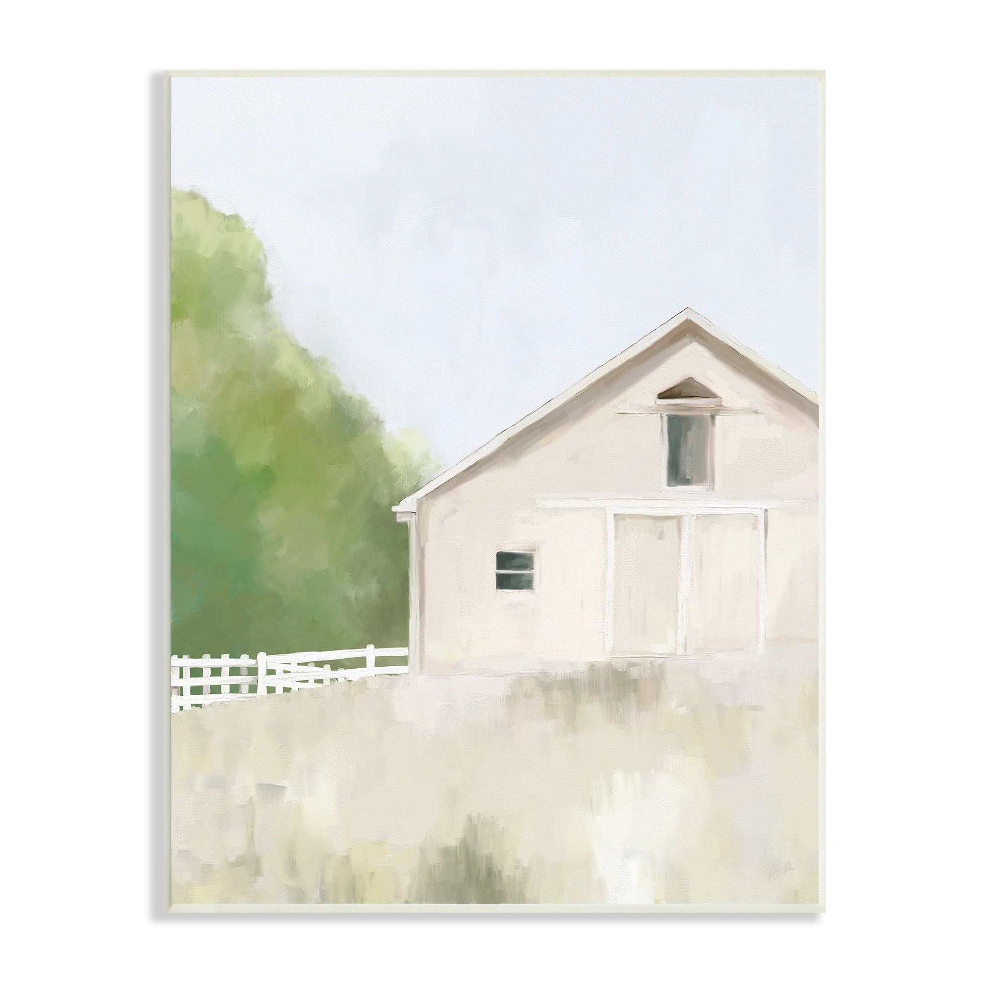 Stupell Industries Abstract Country Field Fenced Farmland Barn Painting Unframed Art Print Wall Art, Design by Amy Hall