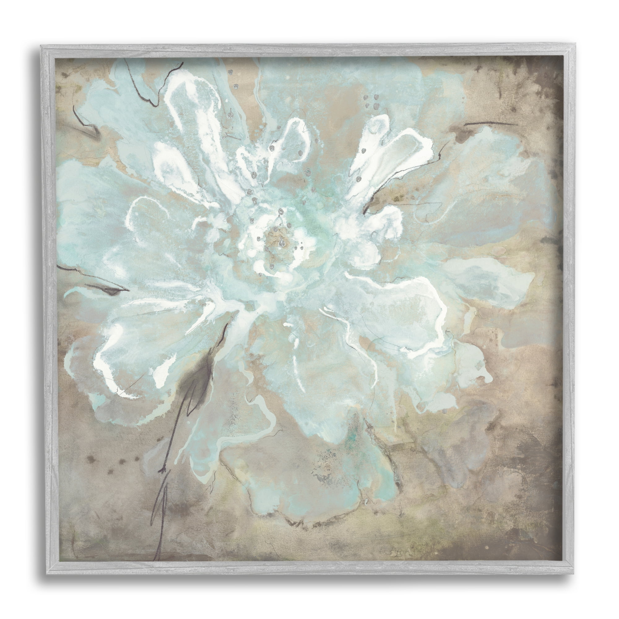 Stupell Industries Abstract Country Flower Botanical & Floral Painting Gray Framed Art Print Wall Art, 17 x 17