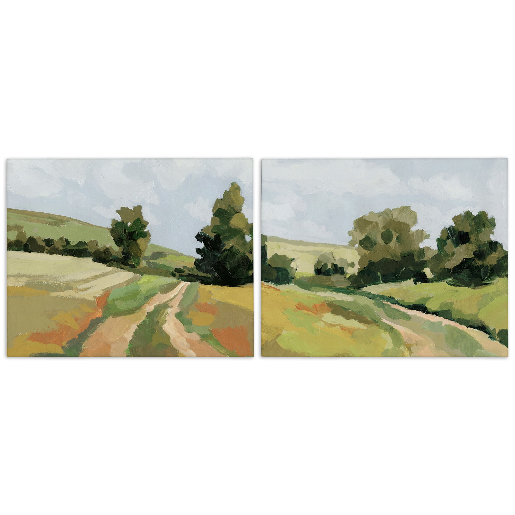 Stupell Industries Abstract Country Road Landscape Landscape & Nature Painting Wrapped Canvas Art Print Wall Art, 30 x 24, Set of 2
