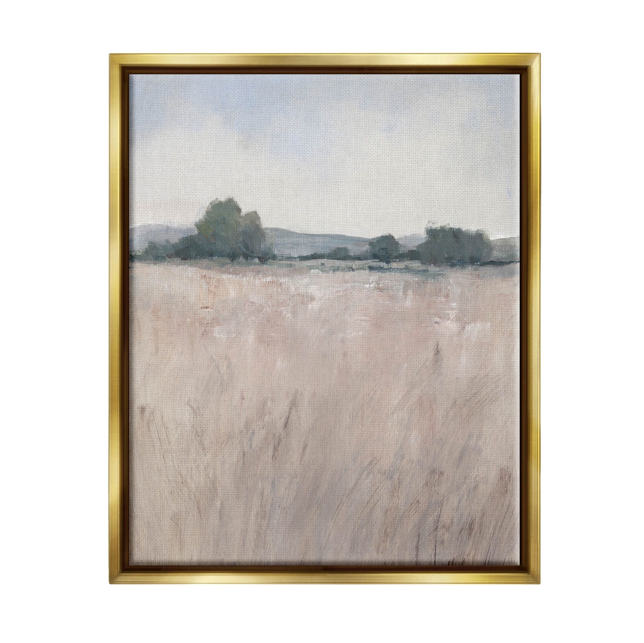 Stupell Industries Abstract Countryside Grassland Scenery Painting Metallic Gold Floating Framed Canvas Print Wall Art, Design by Tim OToole