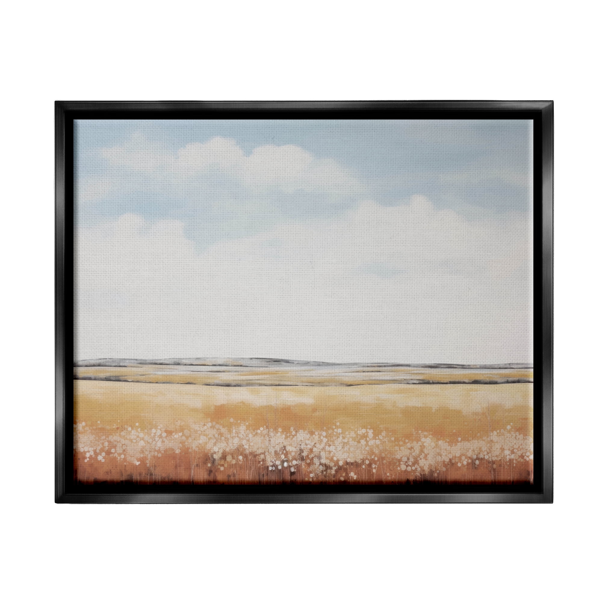 Stupell Industries Abstract Countryside View Landscape Painting Black Floater Framed Canvas Art Print Wall Art, 31 x 25