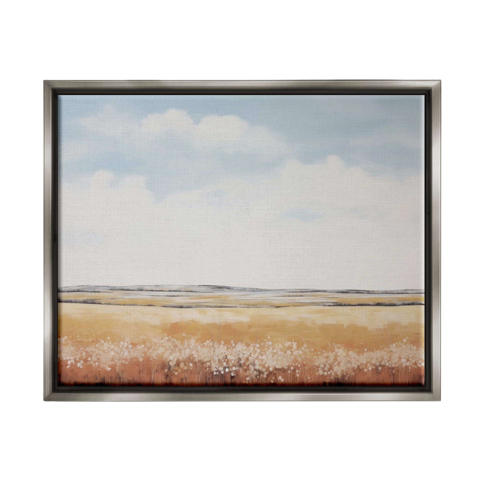 Stupell Industries Abstract Countryside View Landscape Painting Gray Floater Framed Canvas Art Print Wall Art, 31 x 25
