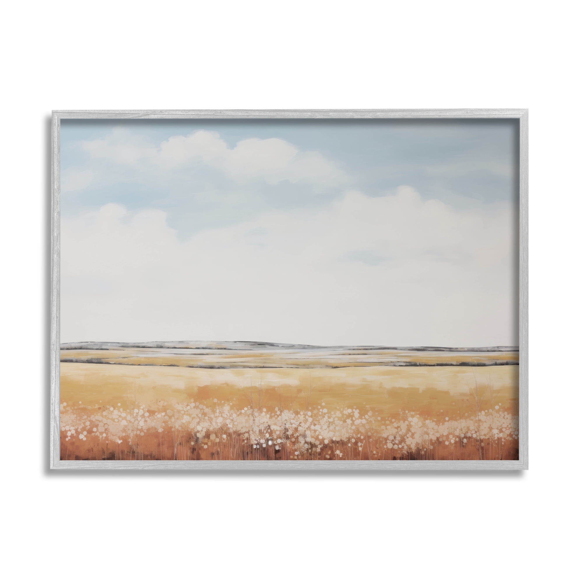 Stupell Industries Abstract Countryside View Landscape Painting Gray Framed Art Print Wall Art, 30 x 24