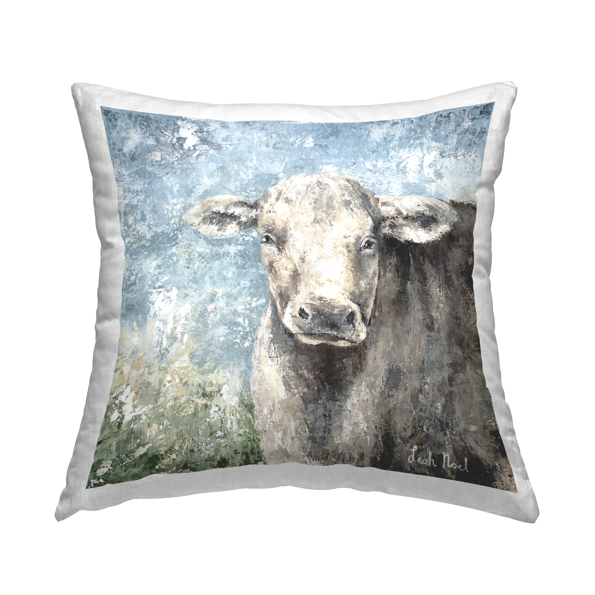 Stupell Industries Abstract Cow Gazing Decorative Printed Throw Pillow, 18 x 18