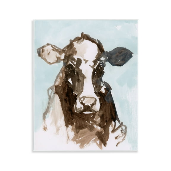 Stupell Industries Abstract Cow on Blue Wall Plaque Art design by casa cartissi, 14 x 11