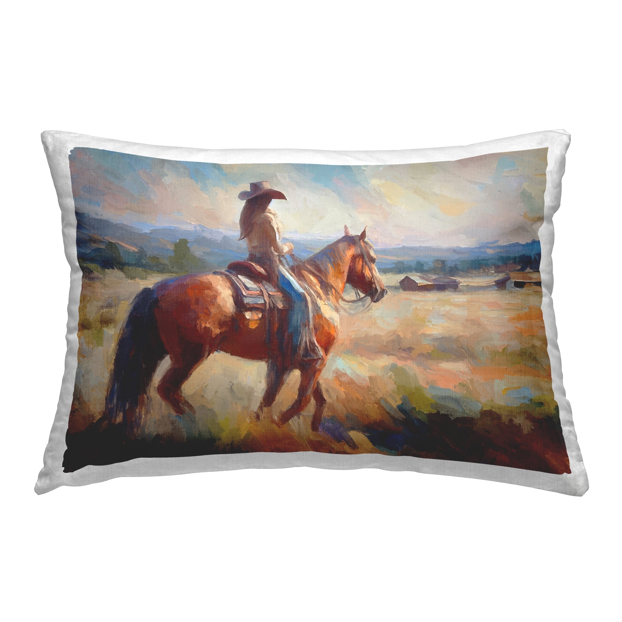 Stupell Industries Abstract Cowgirl & Horse Decorative Printed Throw Pillow, 14 x 20