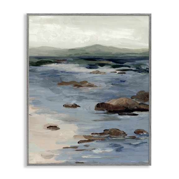 Stupell Industries Abstract Crashing Tides Gray Framed Giclee Art design by Jacob Q, 14 x 11