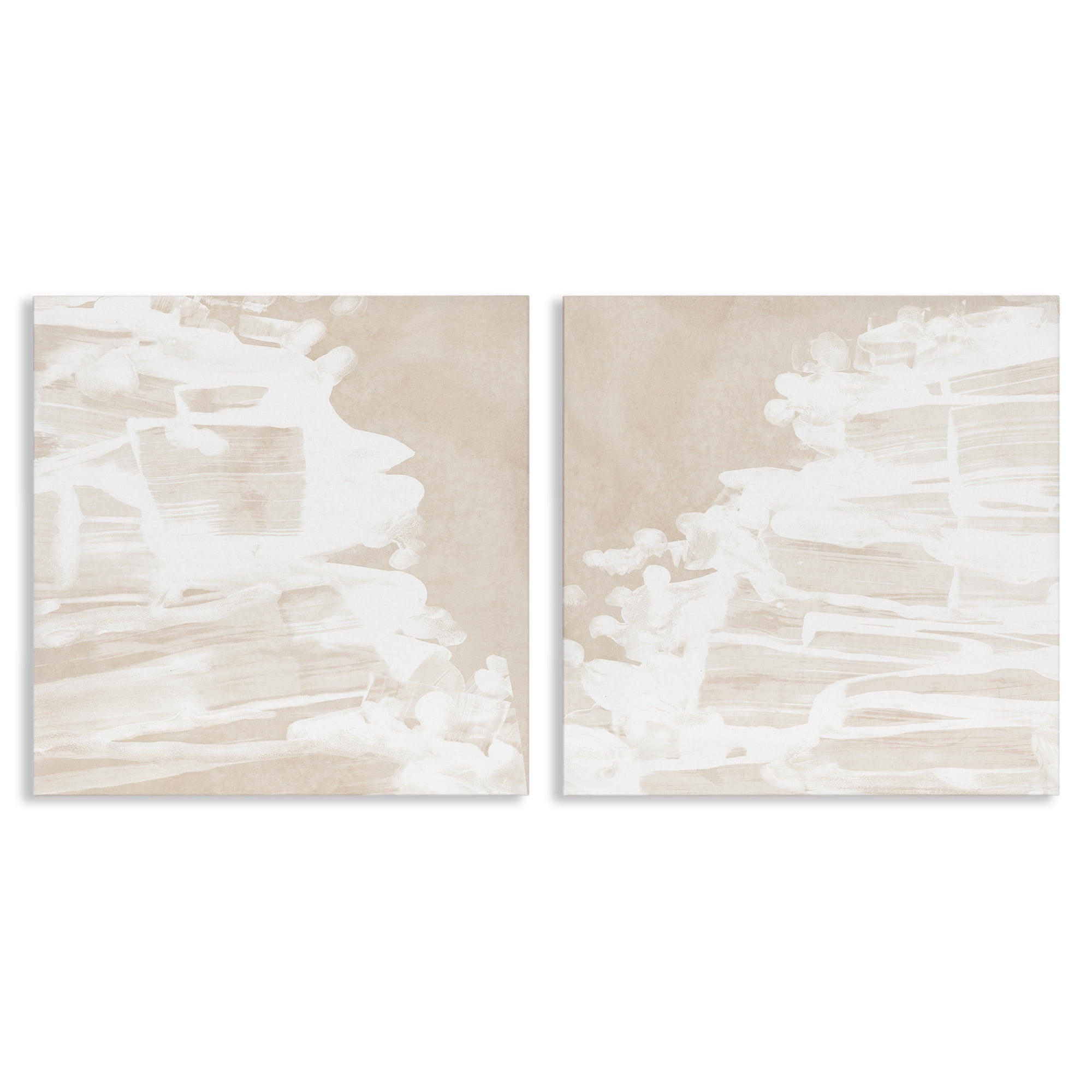 Stupell Industries Abstract Cream Layered Strokes Abstract Painting Wrapped Canvas Art Print Wall Art, 17 x 17, Set of 2