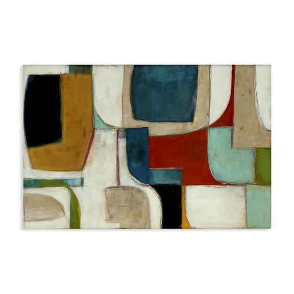Stupell Industries Abstract Cubism Shapes Abstract Painting Wrapped Canvas Art Print Wall Art, 24 x 16