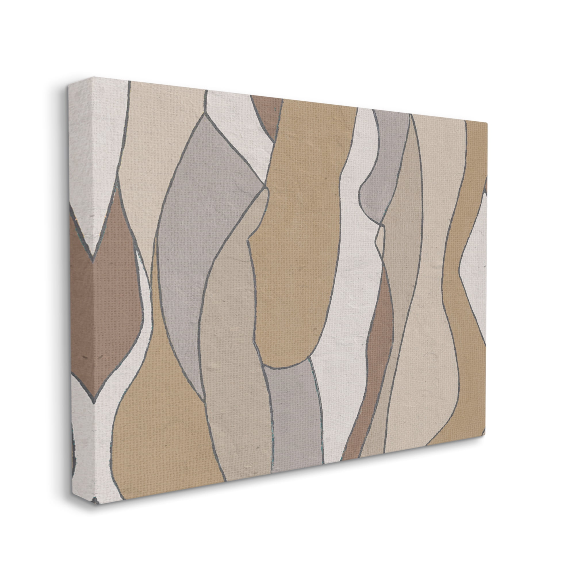Stupell Industries Abstract Curved Body Shapes Brown Beige Neutral Abstract Painting Gallery Wrapped Canvas Art Print Wall Art, 24 x 30
